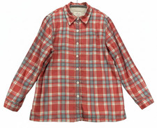 L.L. Bean Women S Pink Red Plaid Sherpa Fleece Lined Flannel Shirt Jacket