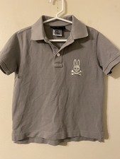 Boys Psycho Bunny Robert Godley Gray Logo Polo Shirt Size XS 5/6