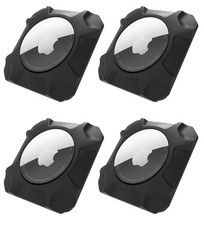 NEW 4 Pack Black AirTag Two-Piece Holder Case Stick On Mount Durable Hard Shell