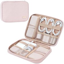 Travel Cord Organizer Case, Tech Electronic Bag, Essentials Single Layer Pink