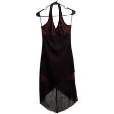 Silhouette Vintage Halter Neck Paisley Sparkle Hi Low Midi Dress Women's Size M