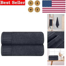 Lightweight 2 Pack Bath Towels 28x55 Inches - Highly Absorbent Cotton - Grey