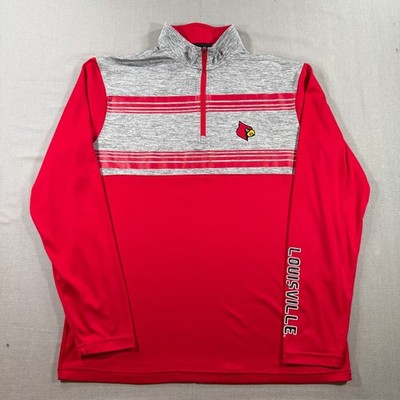 Colosseum Louisville Cardinals Quarter Zip Pullover Mens Medium Gray Stretch
