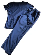 Scrub Star Blue Scrub Pants And Shirt Outfit—Womanʻs—Shirt Medium, Pants Large