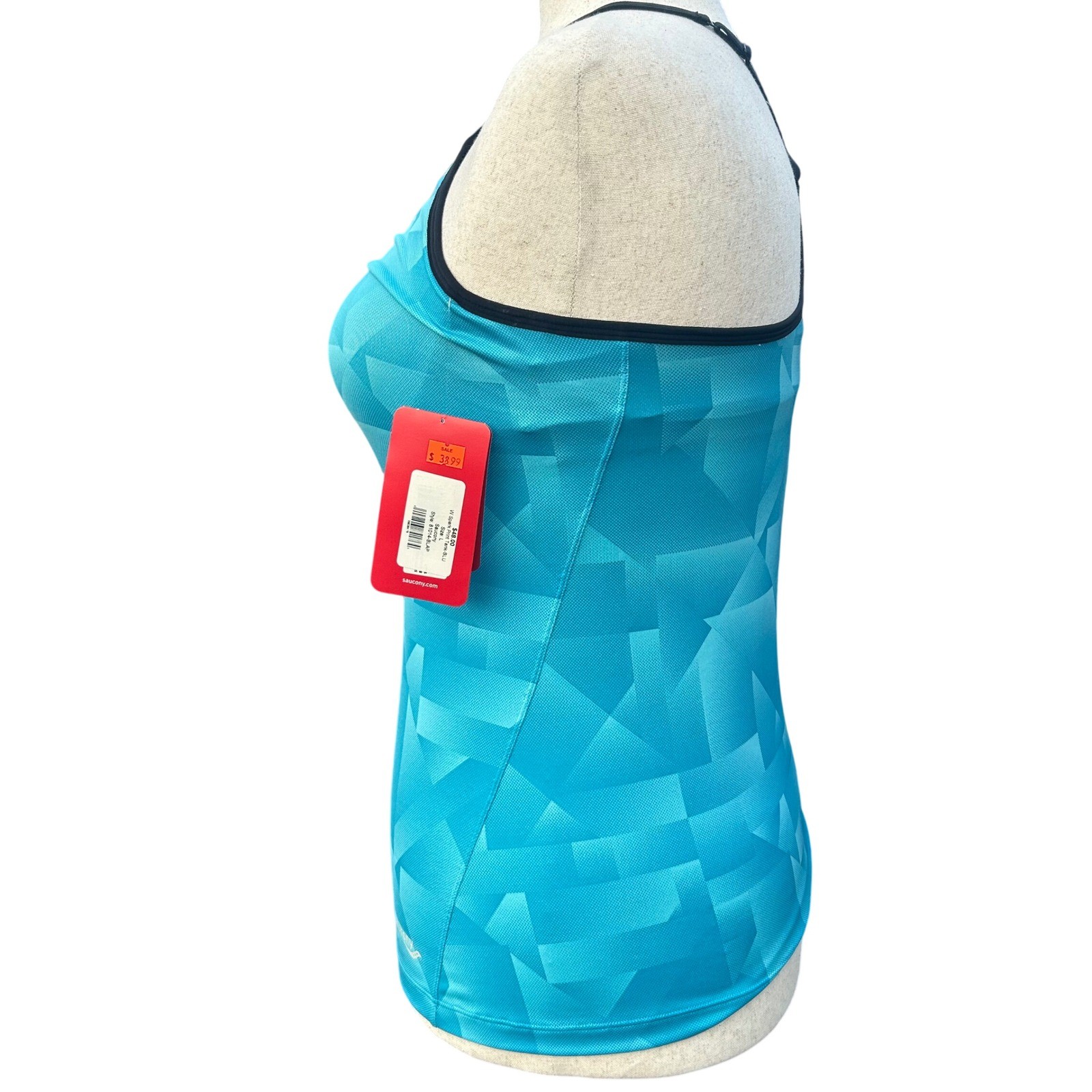 Saucony Tank Top Racerback Athletic Activewear Geometric Print Blue L Pickleball thumbnail 6