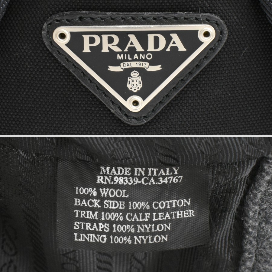 PRADA Mini Backpack V203 FELTRO Wool Gray Triangle Logo Plate PRADA from japan thumbnail 9