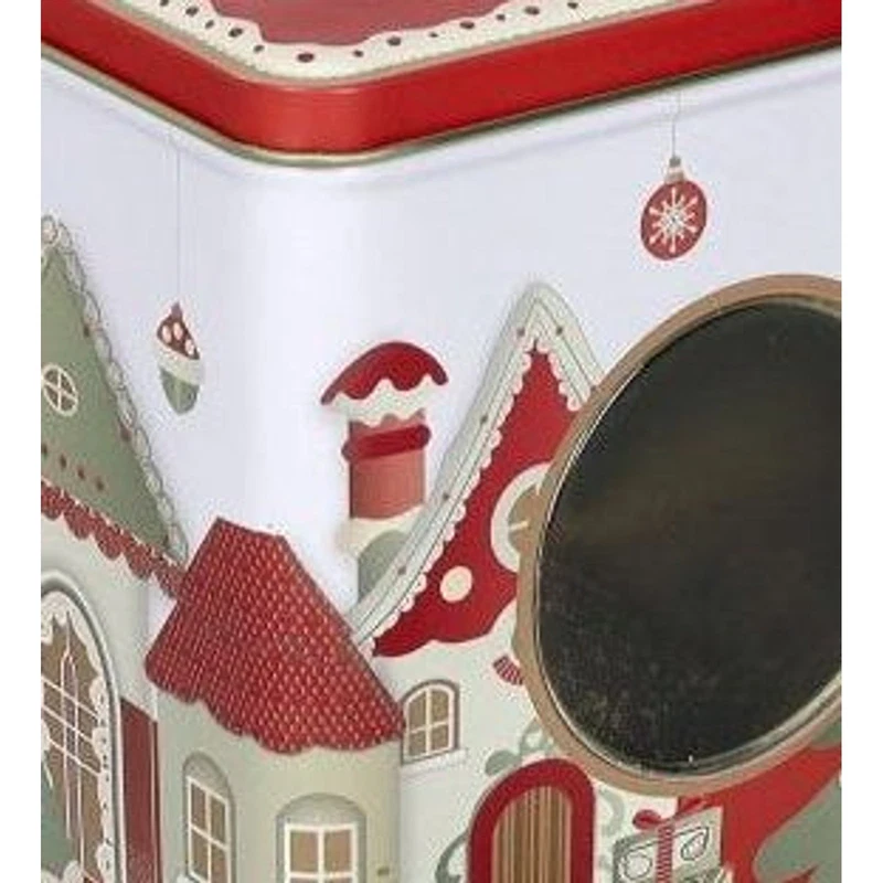 Barattolo Natale Latta con Oblò BRANDANI Villaggio in Festa Biscotti 13x13x17 cm, fotografia 6 di 9