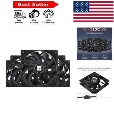 Whisper-Quiet 120mm CPU Fan - 1550 RPM, 66.17 CFM Air Flow, 5-Pack Black