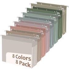 8Pack Plastic 4" Expanding Extra Capacity Hanging File Folder Heavy Duty Lett...