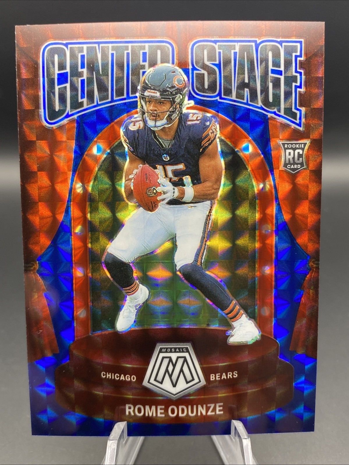 2024 Panini Mosaic - Center Stage Rome Odunze #1 Blue Mosaic Prizm /99 Bears RC
