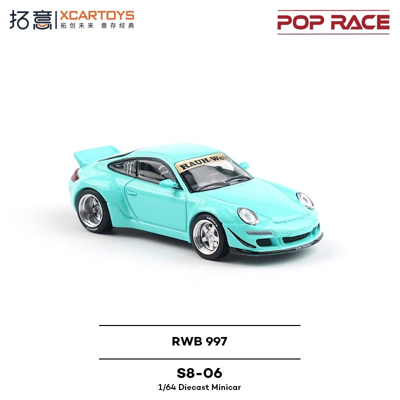 Xcartoys x POP RACE 1:64 RWB997 Blue Diecast Model Car 
