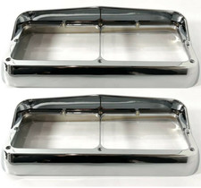 Pair Chrome Plastic Rectangular Dual 4 X 6 Headlight Bezel With Visor Pair Chrome Plastic Rectangular Dual 4 X 6 Headlight Bezel With Visor