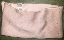 girls light pink KNIT INFINITY SCARF white beads WONDER NATION opens to straight