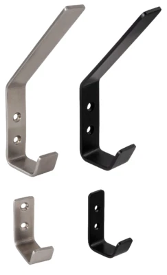 GEDOTEC Gancio Appendiabiti Argento Nero da parete Acciaio Inox Wand-Haken Set