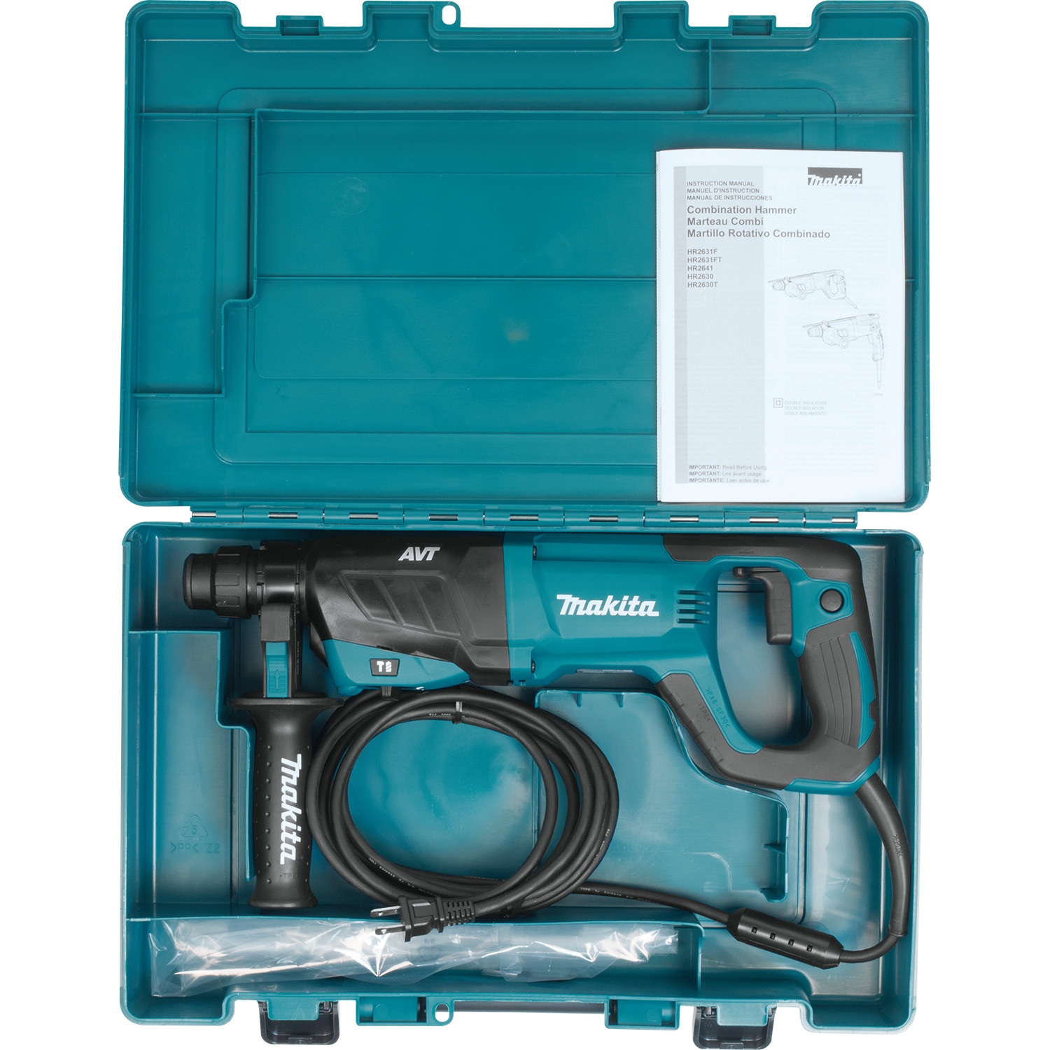 Makita HR2641-R 1" AVT Rotary Hammer, Accepts SDS‑PLUS Bits, D‑handle