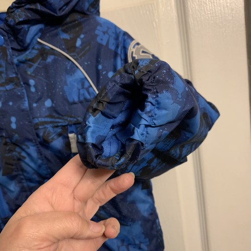 Disney Store Star Wars Hooded Full-Zip Puffer Coat Jacket Reflective Boys 4 Blue - Picture 8 of 24