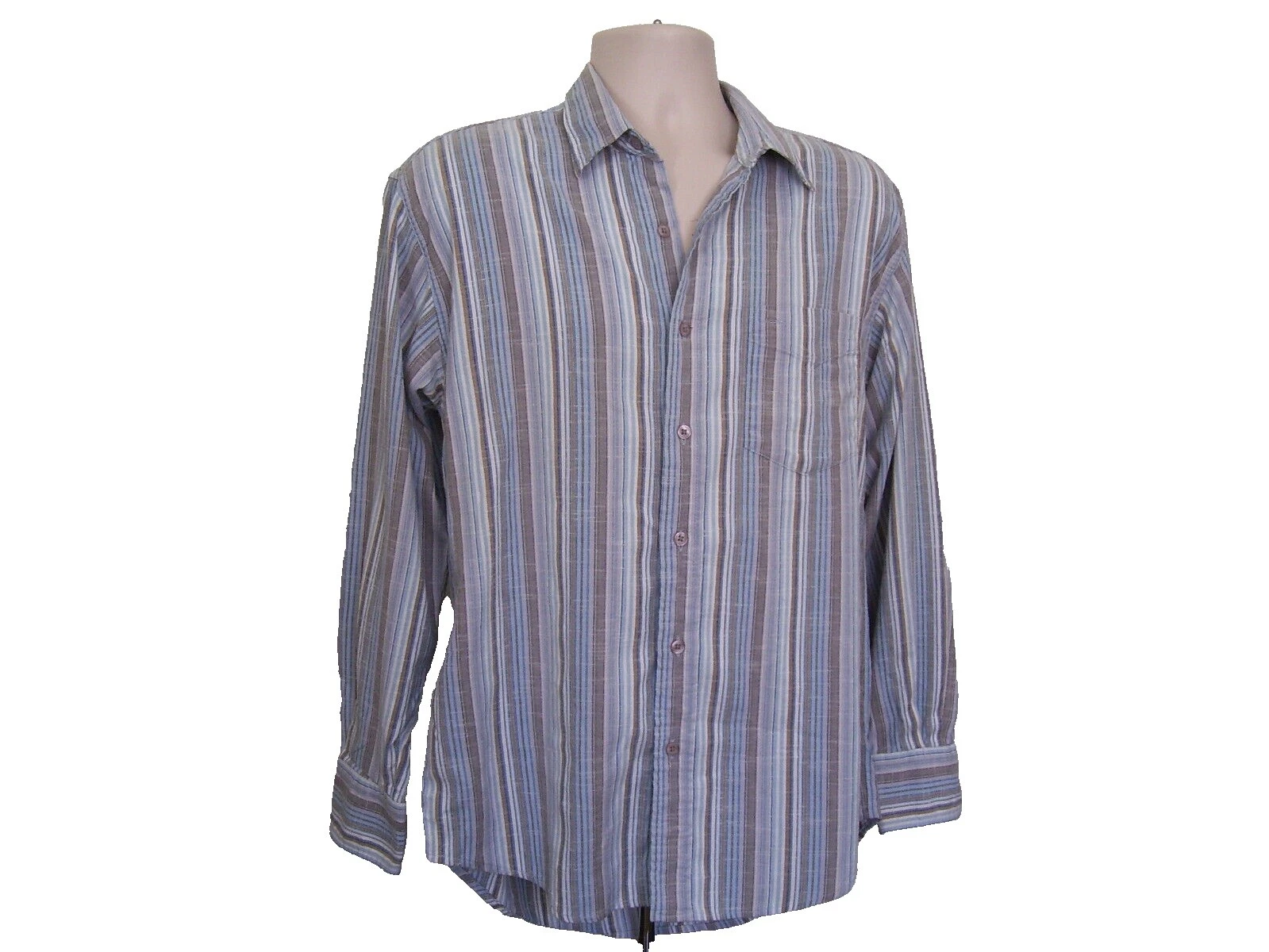 High Sierra男式休闲条纹纽扣衬衫