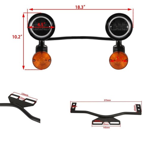 US LED Auxiliary Passing Fog Turn Signal Lights Bar For Harley Touring Road King - Picture 2 of 12