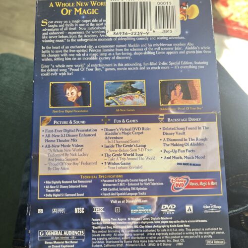 Walt Disney’s Aladdin 2-Disc Special Platinum Edition DVD Slipcover Sub. Español - Picture 2 of 3