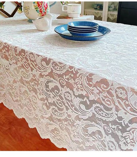 White Vintage Embroidered Lace Tablecloth Doily Dining Table Cover Wedding Party - Picture 11 of 12
