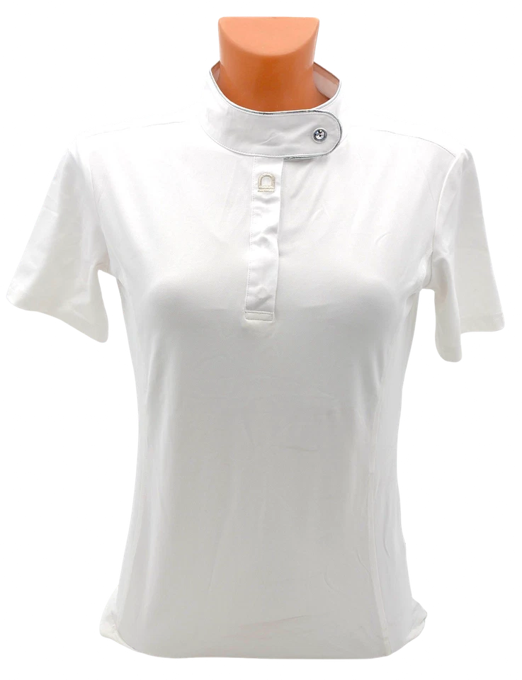 Equipage Turnier T-Shirt Reitshirt weiß mit Silber edel schick Turnierbluse NEU