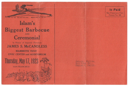 1923 Publicidad de correo estilo hawaiano del Islam Luau en San Francisco - Imagen 2 de 2