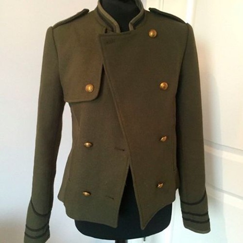 ZARA MILITARY COAT GOLD BUTTONS GREEN BLOGGERS SIZE S - Imagen 5 de 6