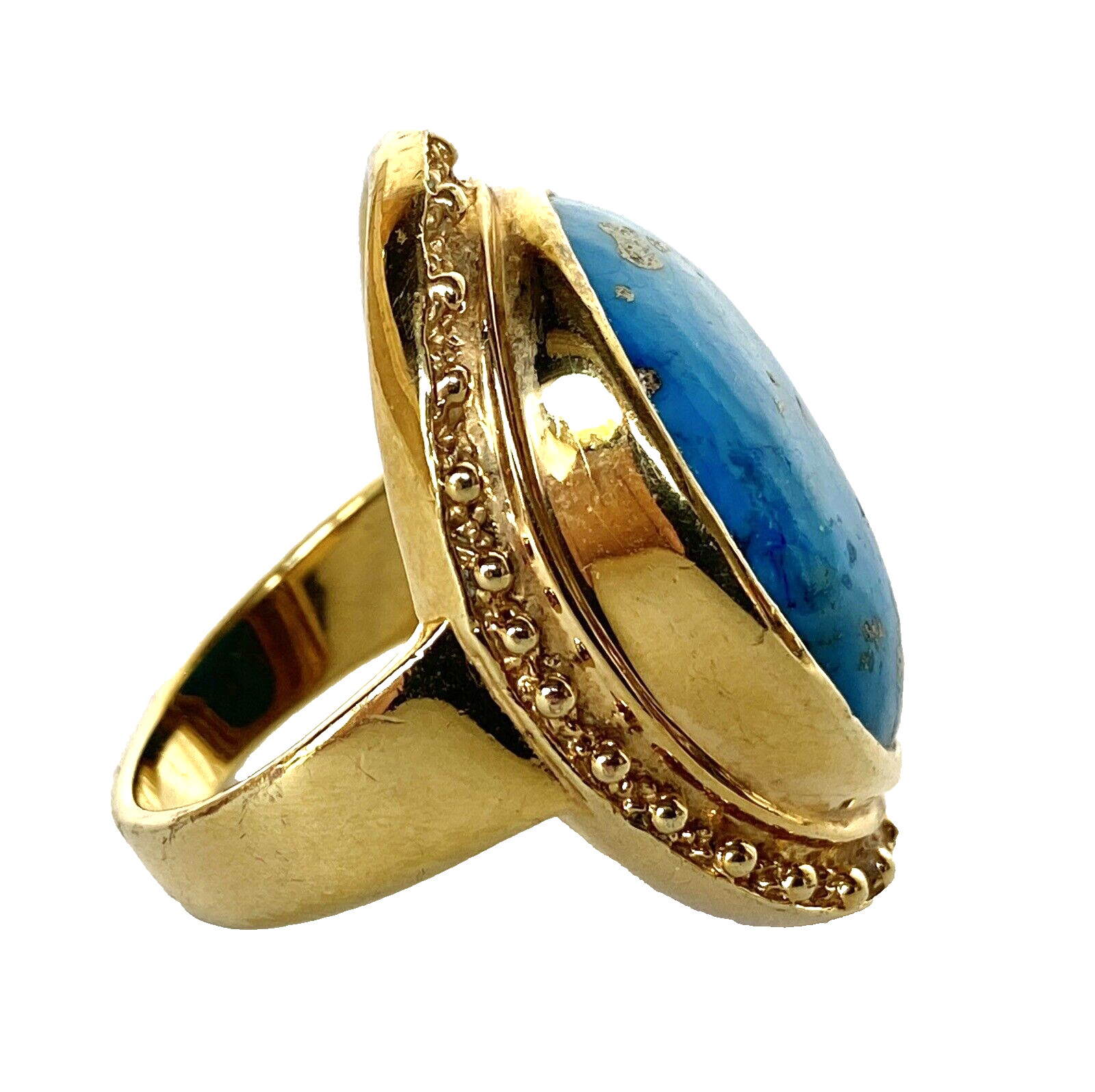 Denim Lapis Statement Ring Gold Plated Sterling S… - image 10