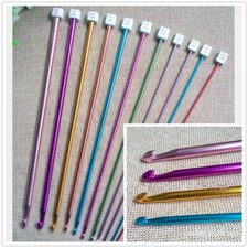 11pcs 10.6" Aluminum TUNISIAN AFGHAN Crochet Hook 2-8mm Knit Needles Set
