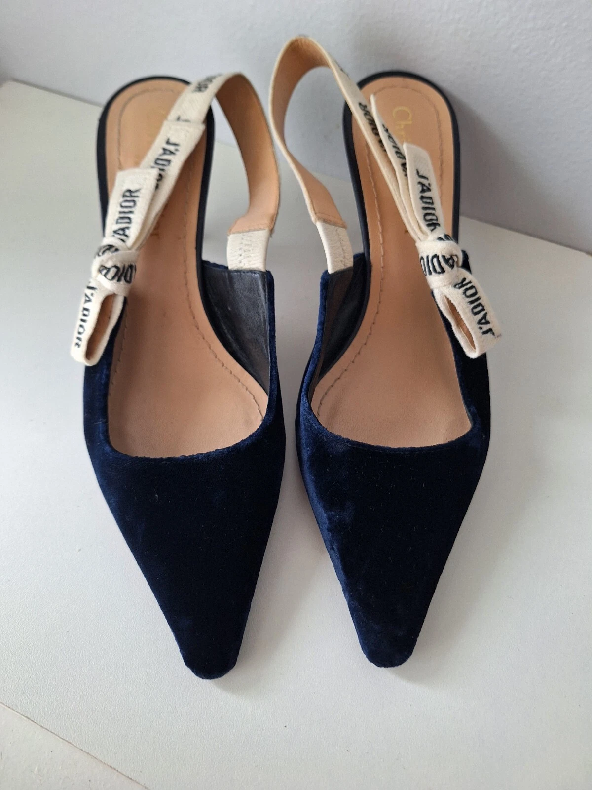 Pompe à ruban ruban Christian Dior J’adior EU36 velours bleu foncé 