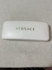 VERSACE WHITE HARD LEATHER CLAMSHELL SUNGLASSES EYEGLASSES CASE 160mmx70mmx55mm