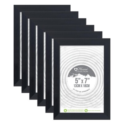 (6er Set) Schwarz Bilderrahmen 5'' x 7'' Glas Bilderrahmen Holzoptik Display