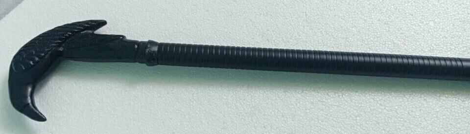 Bastón táctico antiguo de acero inoxidable con mango de cabeza de cuervo de latón negro Foto 4 de 4