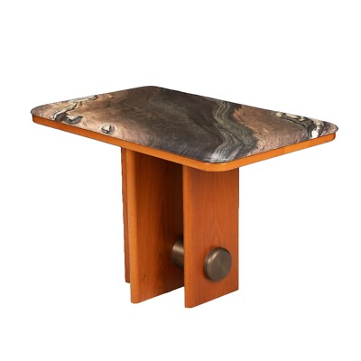 Bendixen Mid Century Danish Modern Marble and Teak Coffee Table MCM Unique!