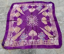 1950s Vintage Taj Mahal WWII Silk Stain Piano Shawl Woman Floral Scarf 105x100cm