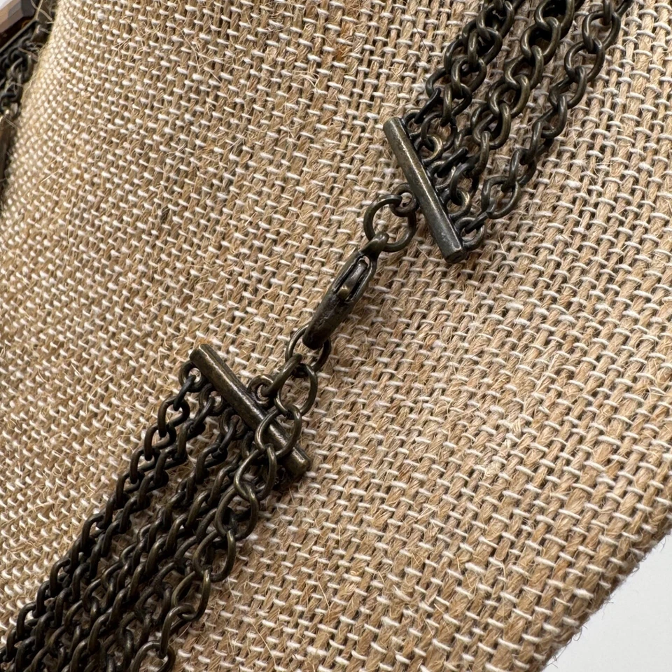 Collar De Colección Años 60 70 Azul Marino Cuentas Acrílicas Espaciadores de Dientes Dorados y Cierre Foto 3 de 4