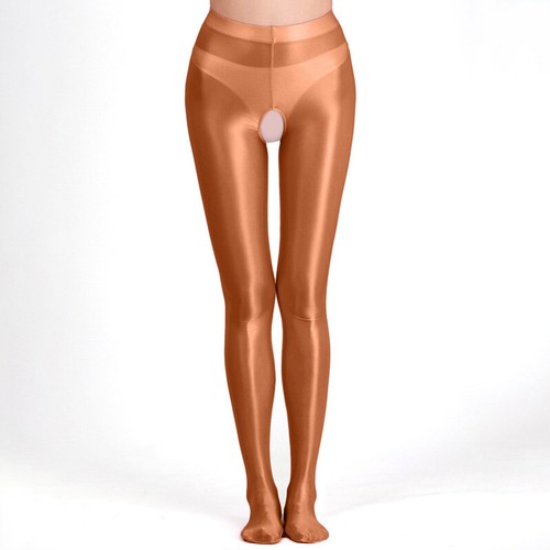 Women Pantyhose Stockings Wet Look Silky Oil Glossy Shiny Sexy Tights Crotchless - Picture 26 of 31