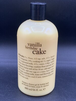 Philosophy Vanilla Birthday Cake 16Fl Oz Shampoo Shower Gel Bubble Bath Unsealed
