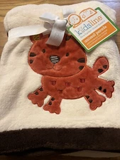 KIDSLINE BLANKET CREAM RUST SPOTTED TIGER BROWN HEM ALL PURPOSE DISCONTINUED NWT