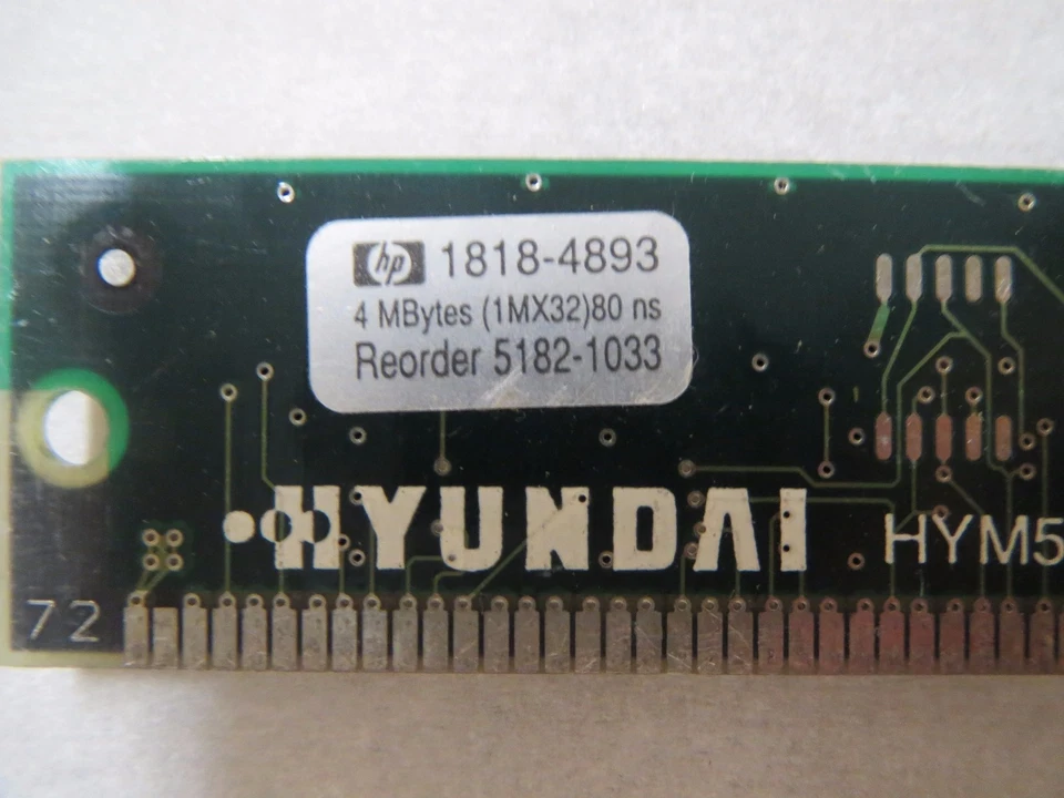 HP 1818-4893 4 BYTES 1MX32 80 NS 5182-1033 HYUNDAI MEMORY RAM - Image 2 of 2