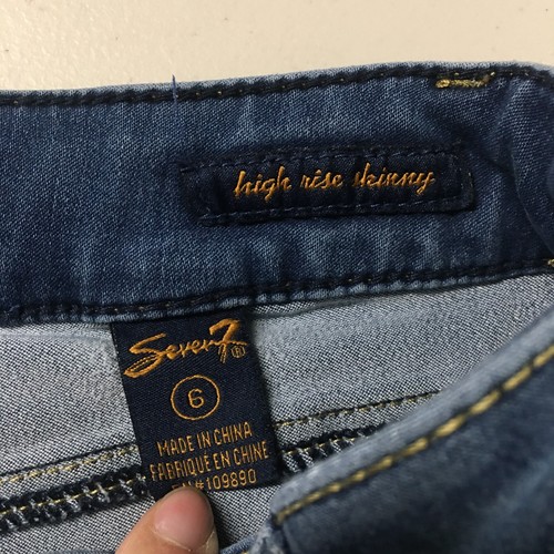 Seven 7 High Rise Skinny Jeans Womens 6 (Actual 30x29) Blue Zip Fly - Picture 13 of 17