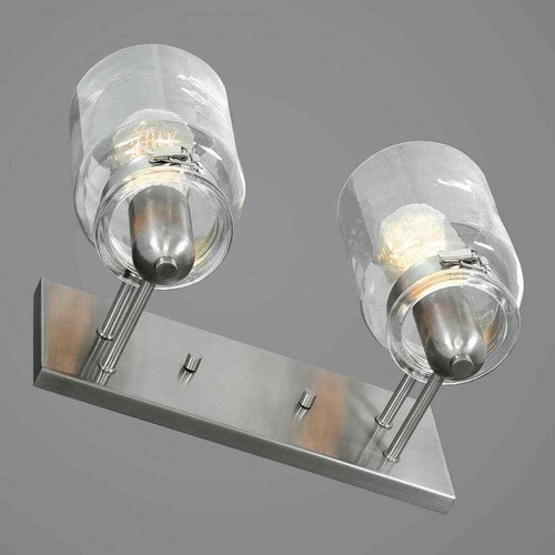USA,Calhoun Collection 13-1/4 in.2-Light Brushed Nickel Clear Glass Farmhouse Ur - Picture 6 of 8