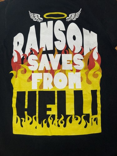 Ransom Clothing Marke T-Shirt schwarz Medium 18,5x26,5 Flammen Grafik Made in USA - Bild 2 von 5