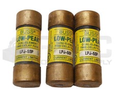 LOT OF 3 BUSSMAN LPJ-5SP TIME DELAY FUSE 5A 600VAC