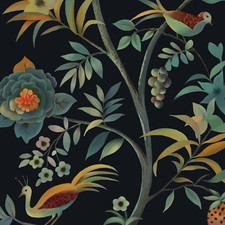 Peel and Stick Wallpaper Vintage Floral Black Flower Bird Tree 16.1''X118''