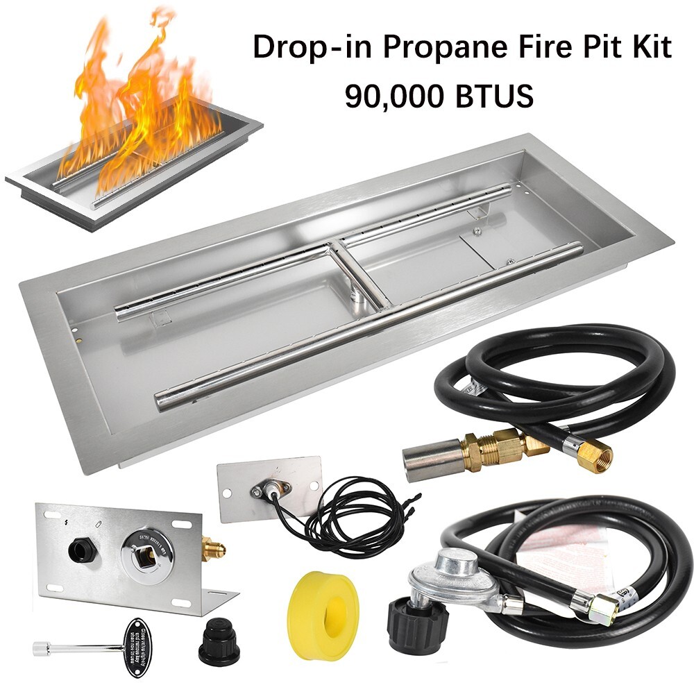 Drop-in Propane Fire Pit Kit 36x12 Inch Gas Fireplace Burner Stainless  Steel US | eBay