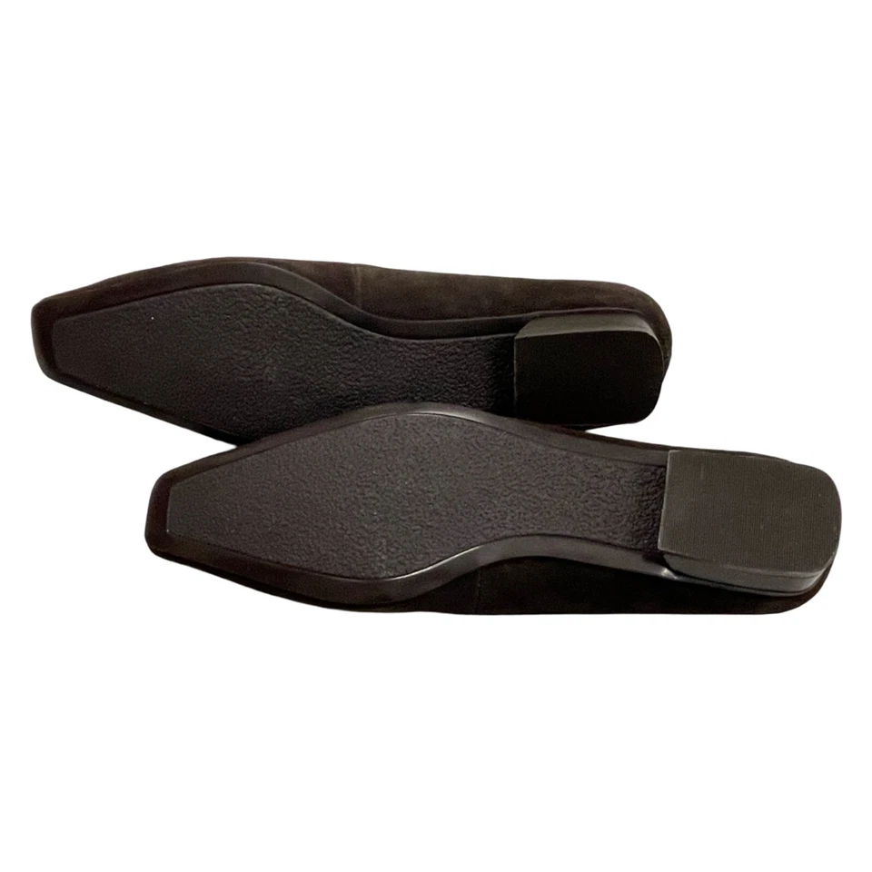 Zapatos planos marrones vintage años 90 sin cordones gamuza bronce hebilla elegante mocasín talla 9M Foto 4 de 4