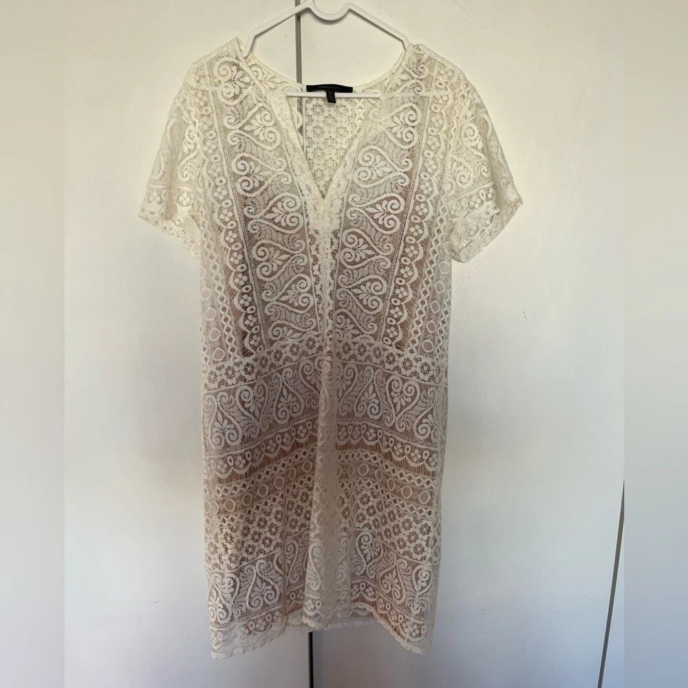 OFF WHITE Abito in pizzo bianco BCBG Maxazria Gardenia taglia M