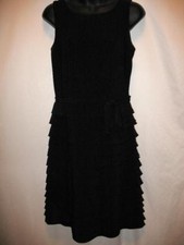 Taylor Little Black Dress Tiered Ruffled Size 4 Bow Polyester Evening Cocktail