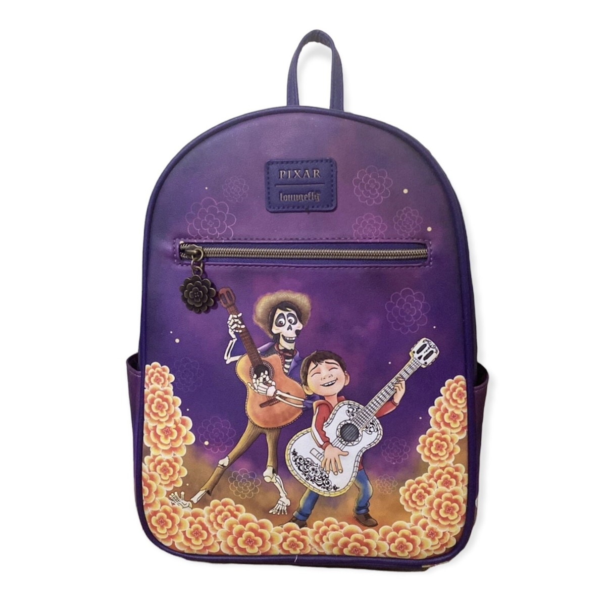 disney pixar coco loungefly mini backpack EXCLUSIVE DROP: Miguel Floral Our first drop sold out but the good news is Loungefly Coco Miguel and Hector